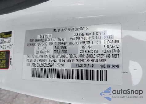 2010 Mazda Cx-7 S Grand Touring from USA, damaged, VIN JM3ER2WL5A0336924